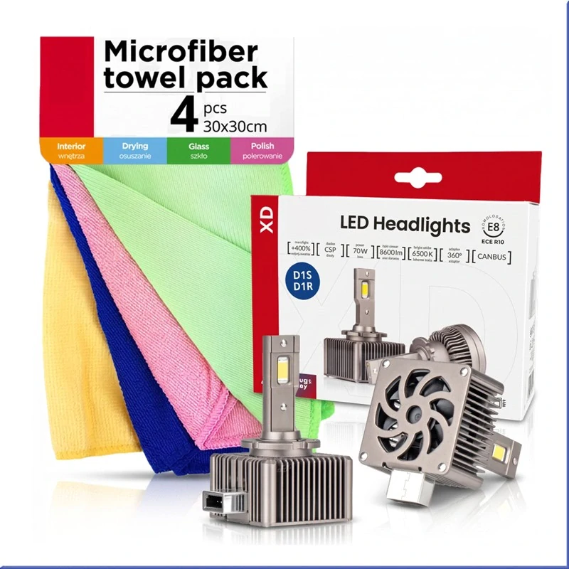 Prémiové LED žárovky D1S/D1R (8600 lm) s CANBUS + Sada 4 utěrek ZDARMA