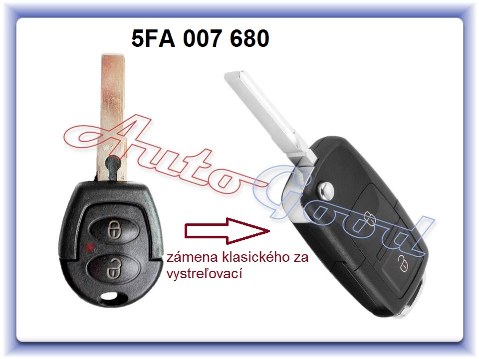 5FA 007 680 - kľúč VW, Škoda, Seat 
