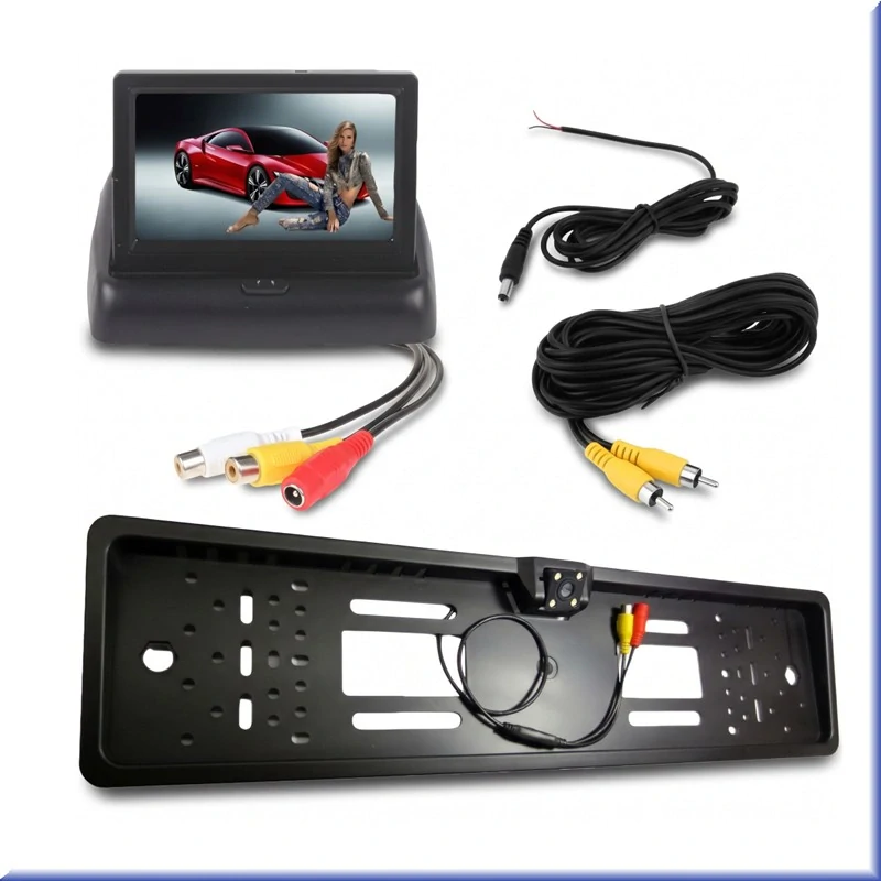 Couvací kamera v podložce spz s monitorem 4,3" Flip