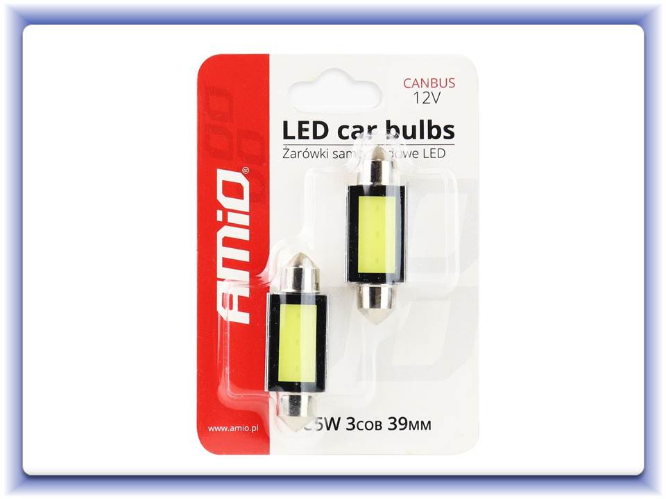 LED Canbus COB3 Festoon C5W C10W C3W 39mm 12V