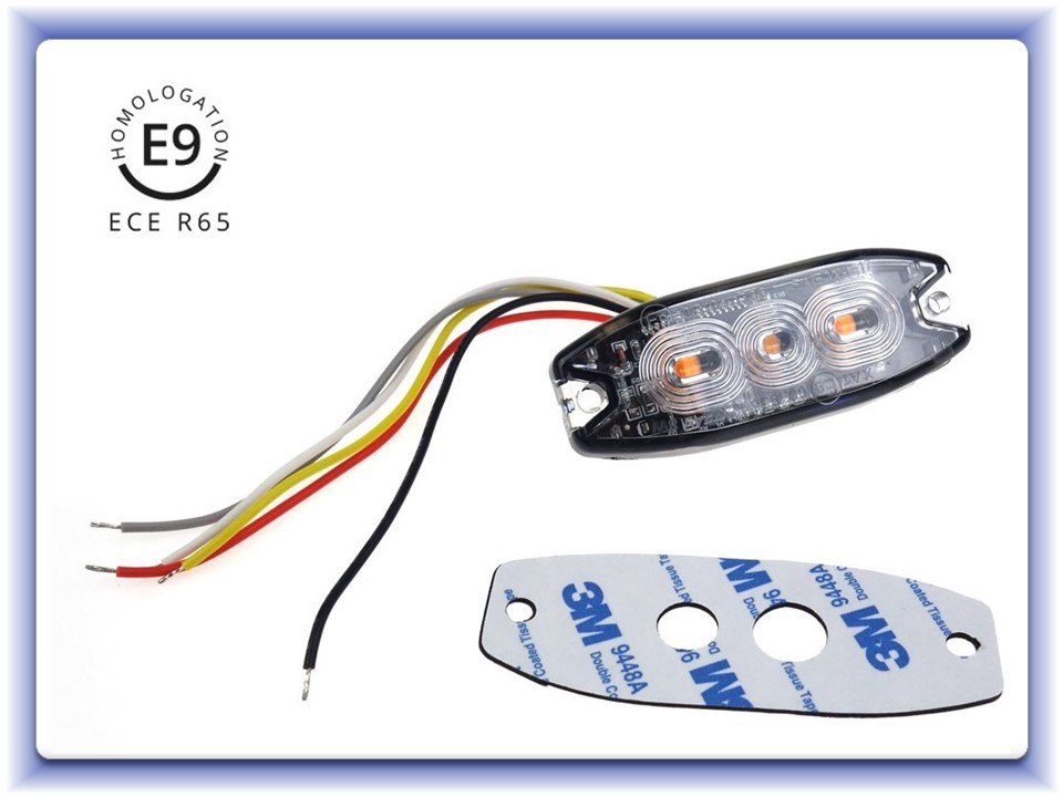 Výstražné svítidlo 3x3W LED R65 R10 12/24V