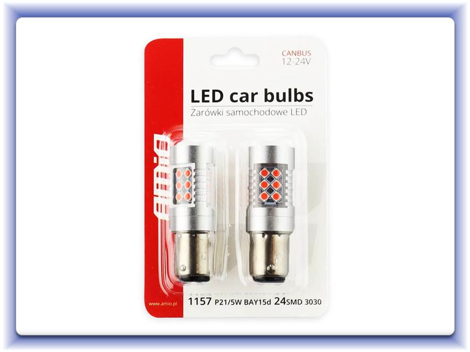LED Canbus 3030 24SMD 1157 BAY15D P21/5W červená 12V/24V
