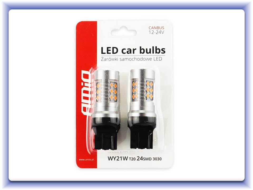 LED Canbus 3030 24SMD T20 7440 WY21W oranžová 12V/24V