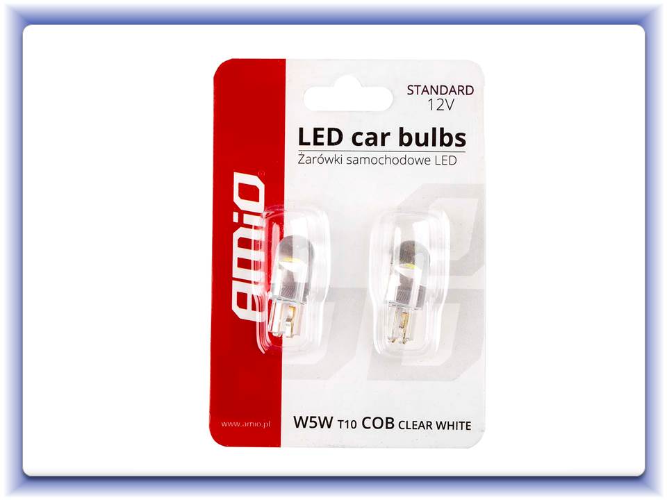 LED Standard T10 W5W COB HPC 12V číra biela