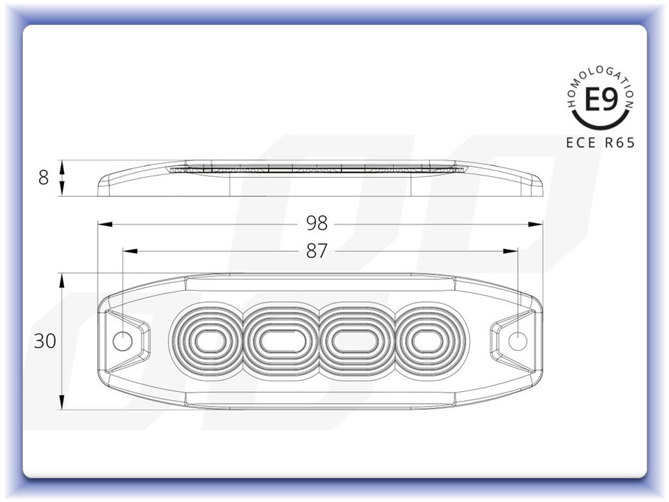 Výstražné svítidlo 4x3W LED R65 R10 12/24V