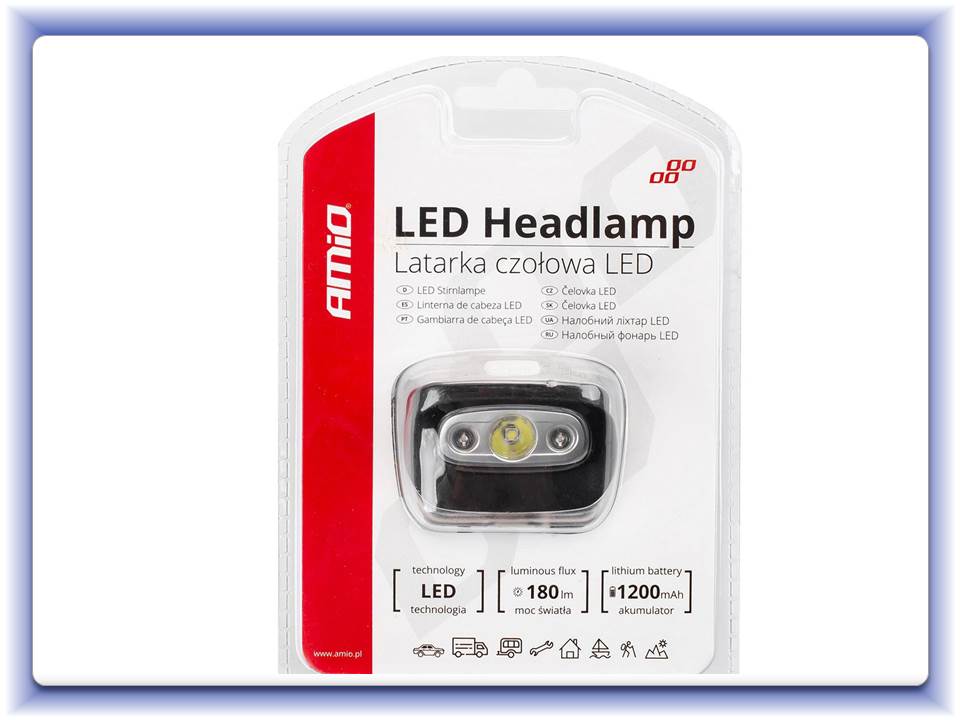 Čelovka LED 3W bateria 1200mA 180Flux IPX4