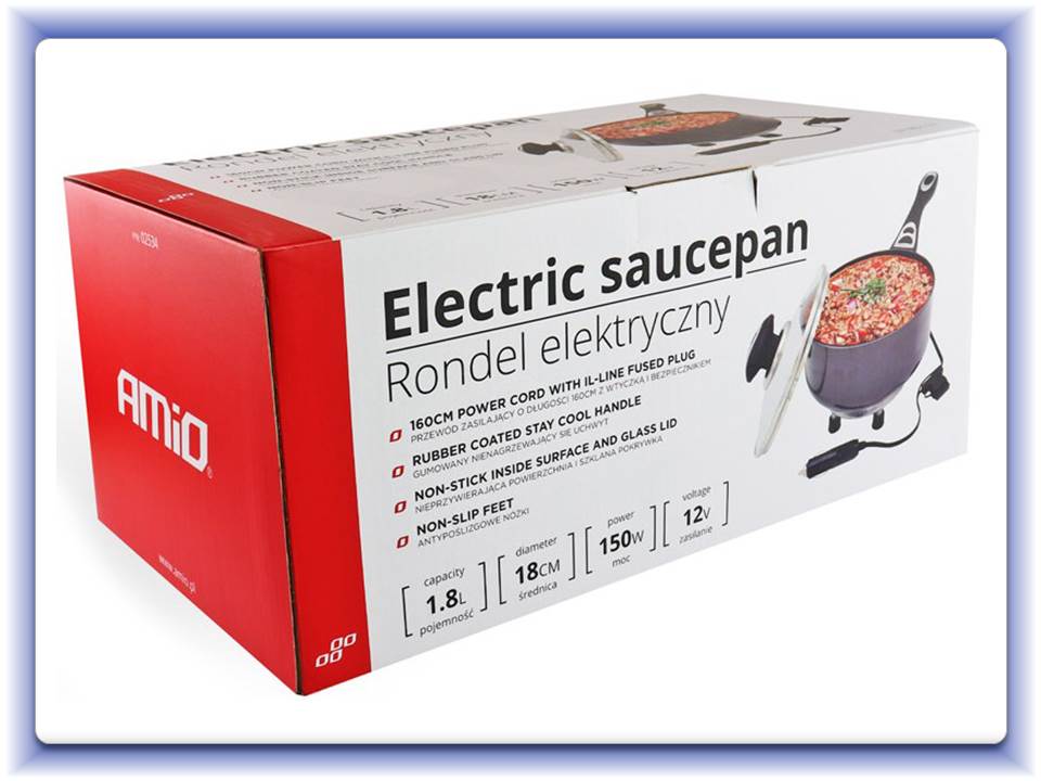 Elektrický hrnec s poklicí do auta 18cm x 8cm 150W 12V