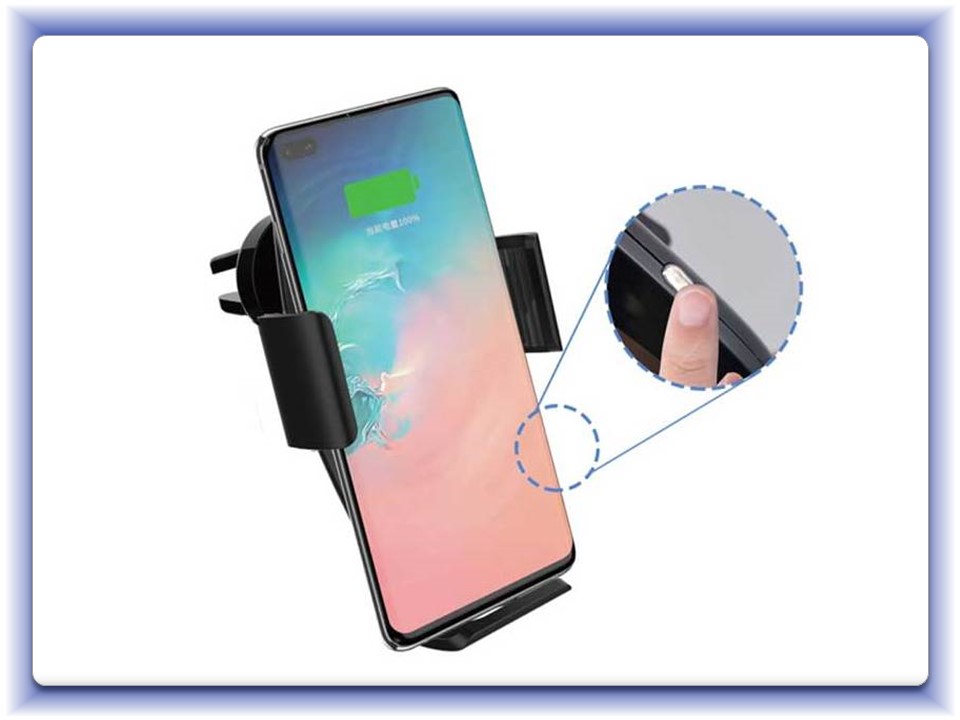 Držák telefonu mřížky ventilace s bezdrátovou nabíječkou PHW-04