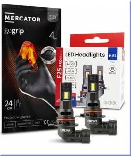 LED Autožárovky HIR2 série F25 PRO (Sada 2ks) + Nitrilové montážní rukavice 4ks